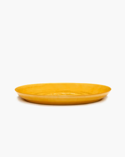 Serving Plate 35cm Small Yellow Dots Black Fest