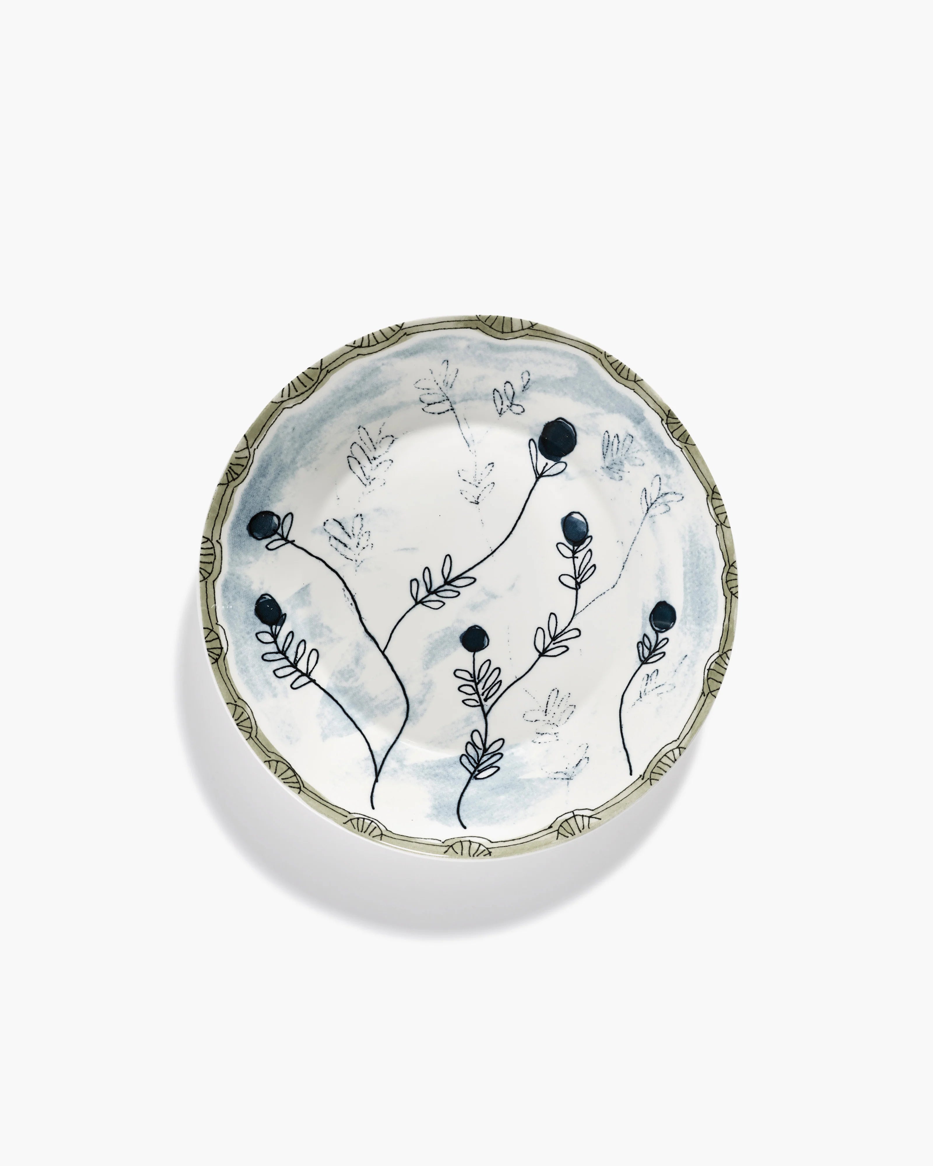 Deep plate L Mirtillo tea Midnight Flowers