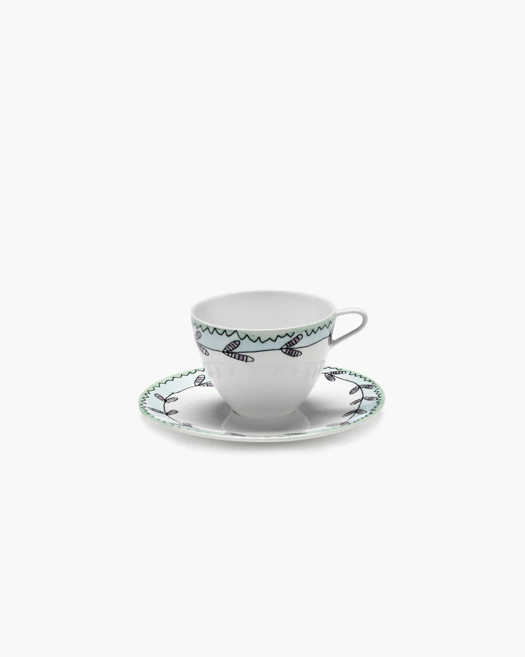 Midnight Flowers Coffee cup high with saucer Blossom milk
