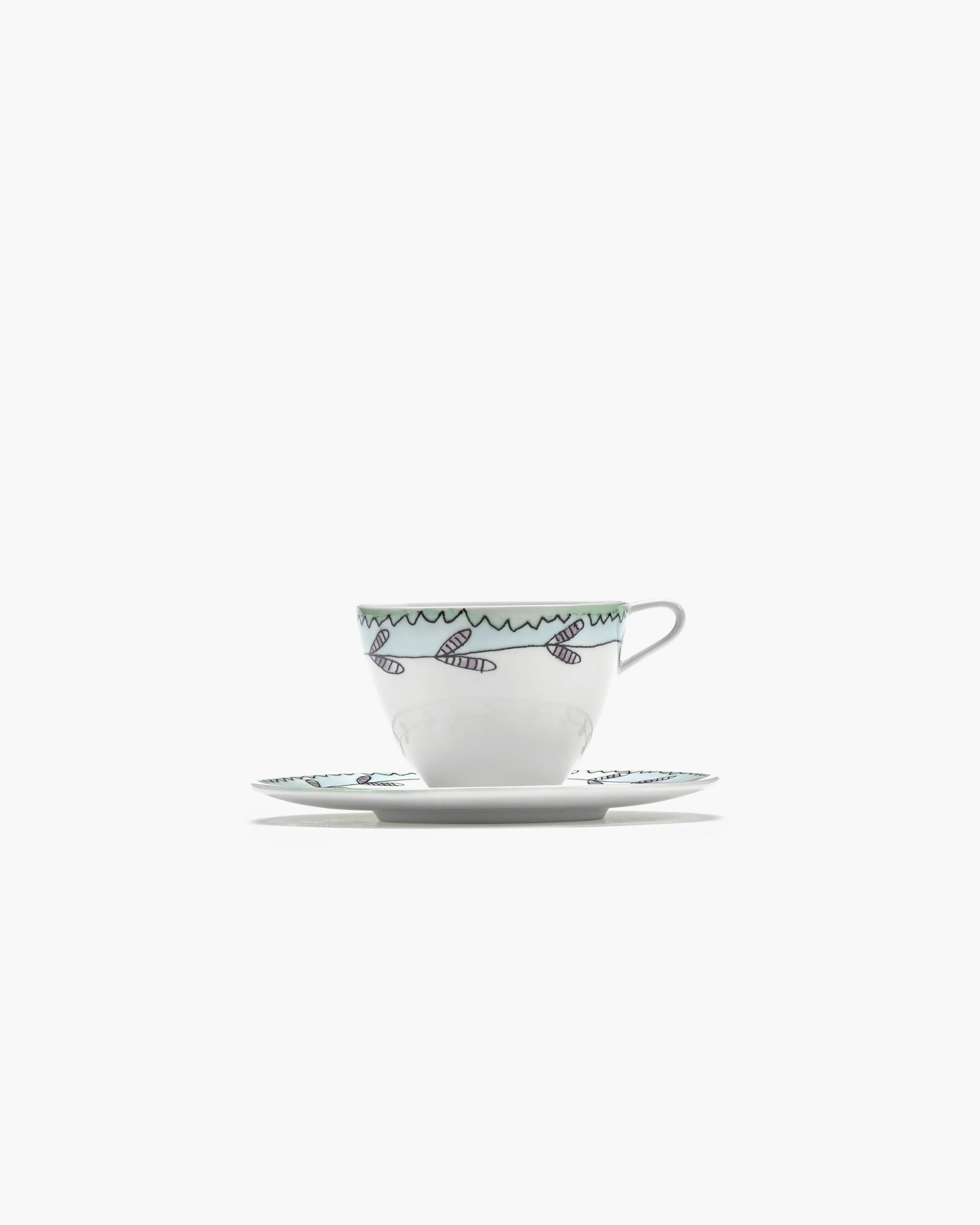 Midnight Flowers Coffee cup high with saucer Blossom milk