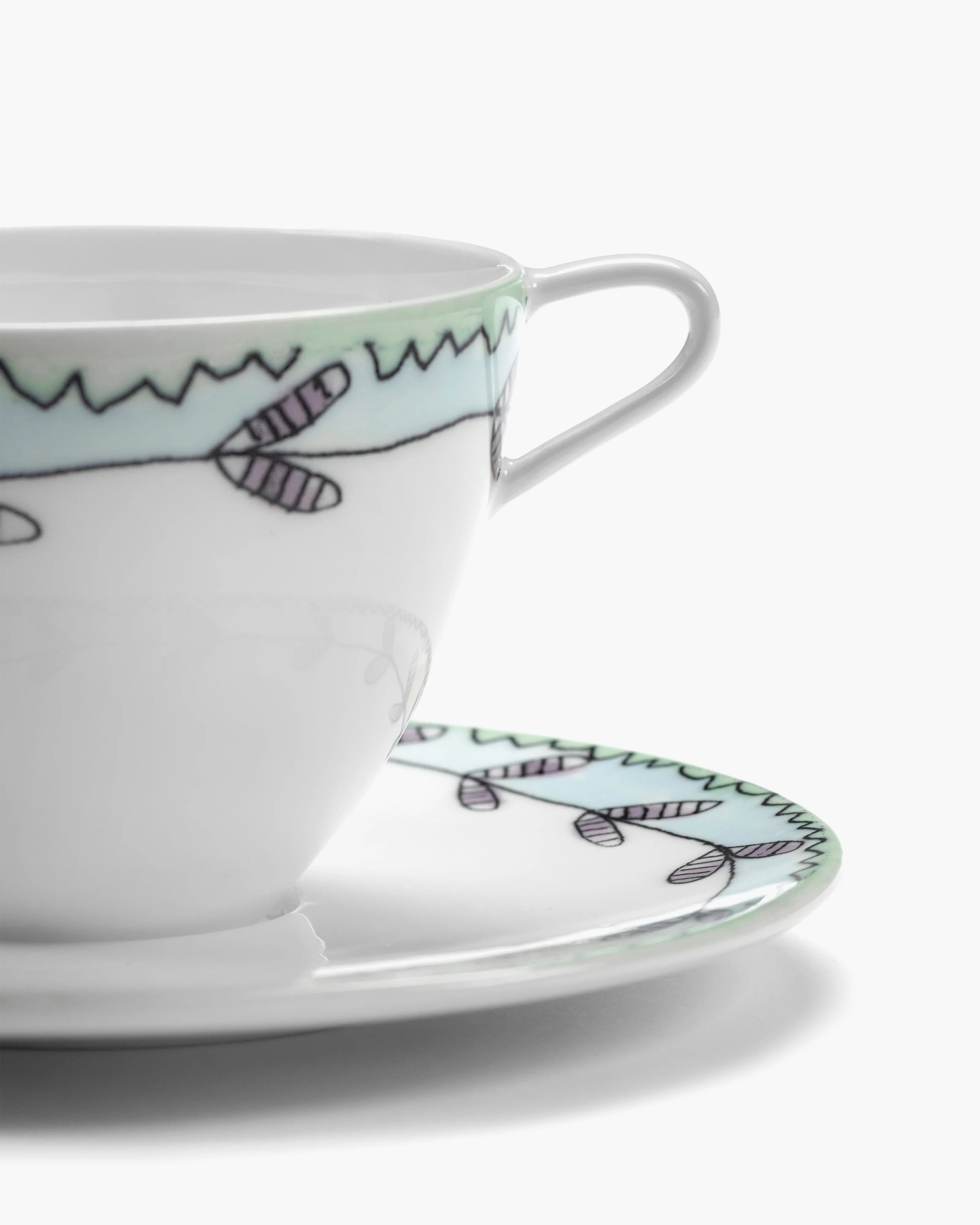 Midnight Flowers Coffee cup high with saucer Blossom milk