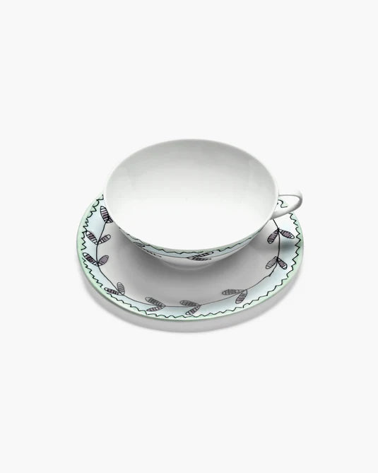 Midnight Flowers Tea Cup + Saucer Anemone Milk