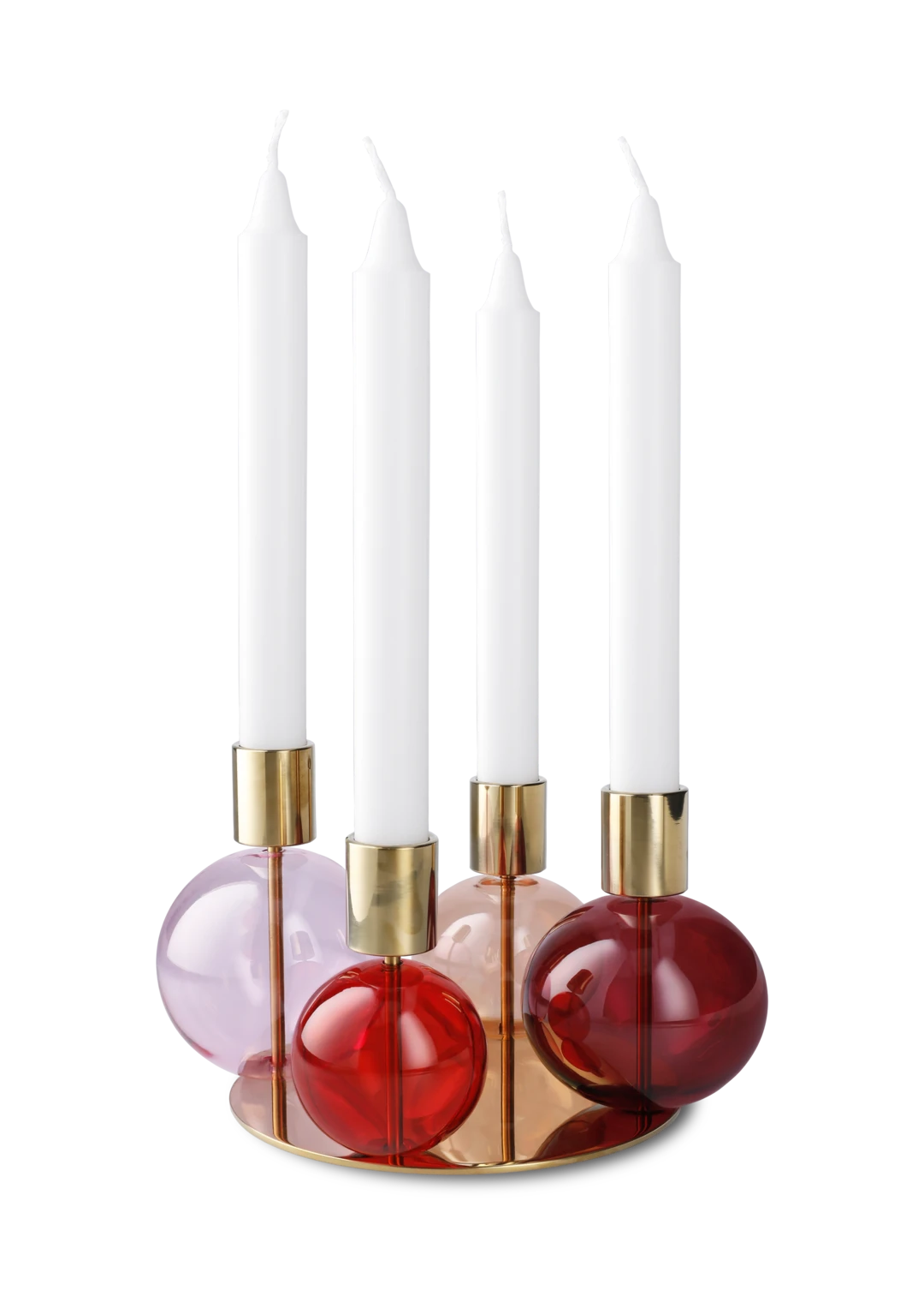 Bubble 4-Armed Candle Holder 17.5 cm diam Pink/red