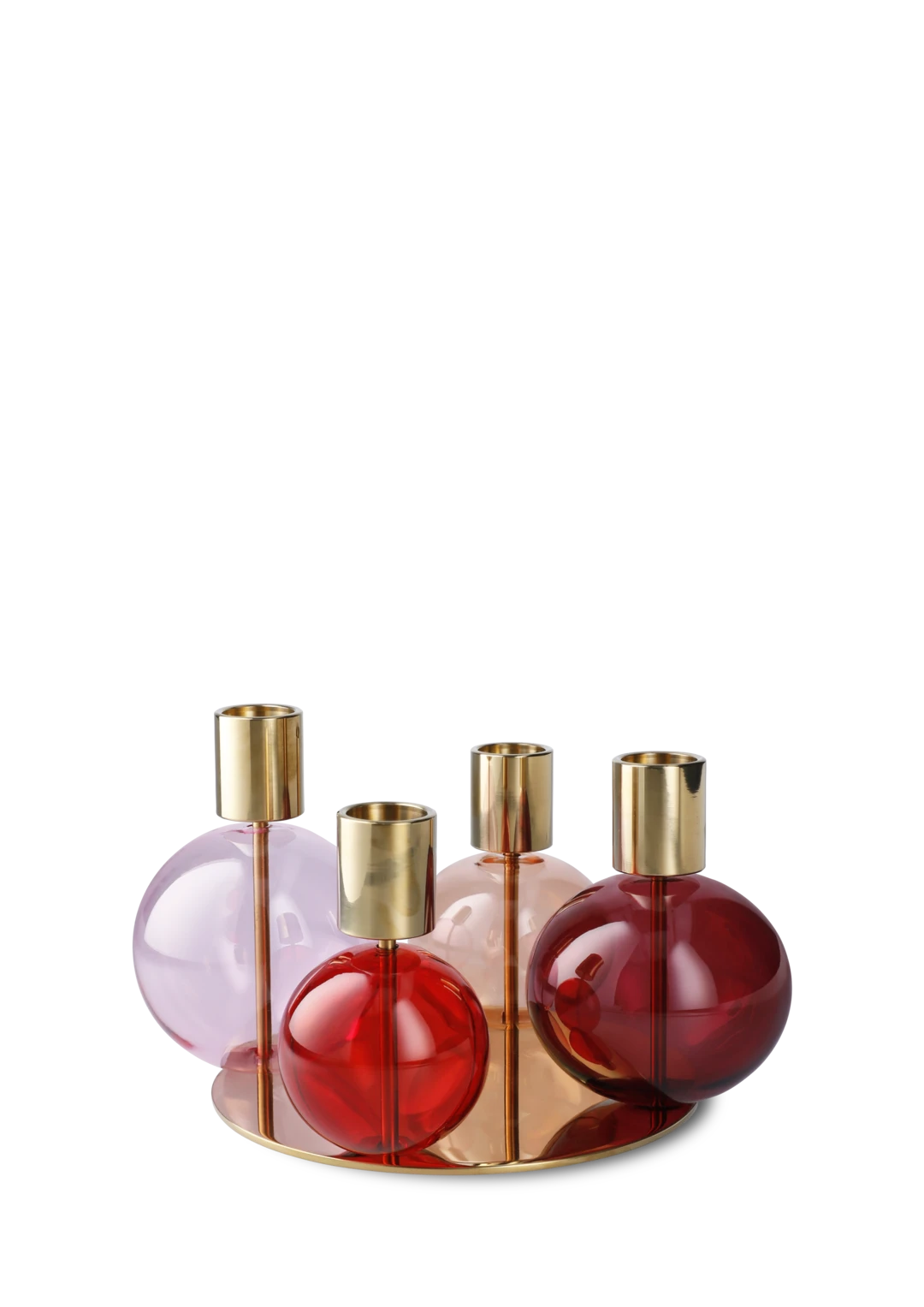 Bubble 4-Armed Candle Holder 17.5 cm diam Pink/red