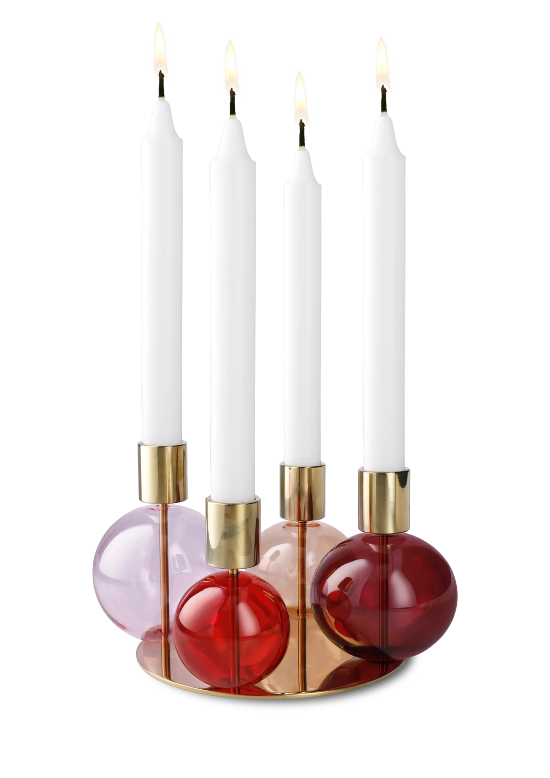 Bubble 4-Armed Candle Holder 17.5 cm diam Pink/red