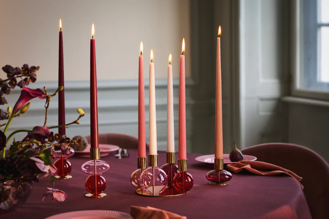 Bubble 4-Armed Candle Holder 17.5 cm diam Pink/red