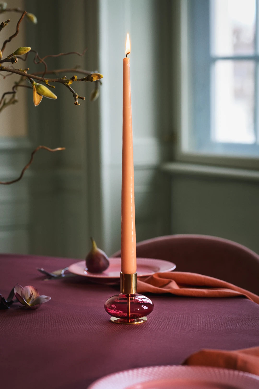 Bubble Candle holder H8 cm / 3.1 in pink/red