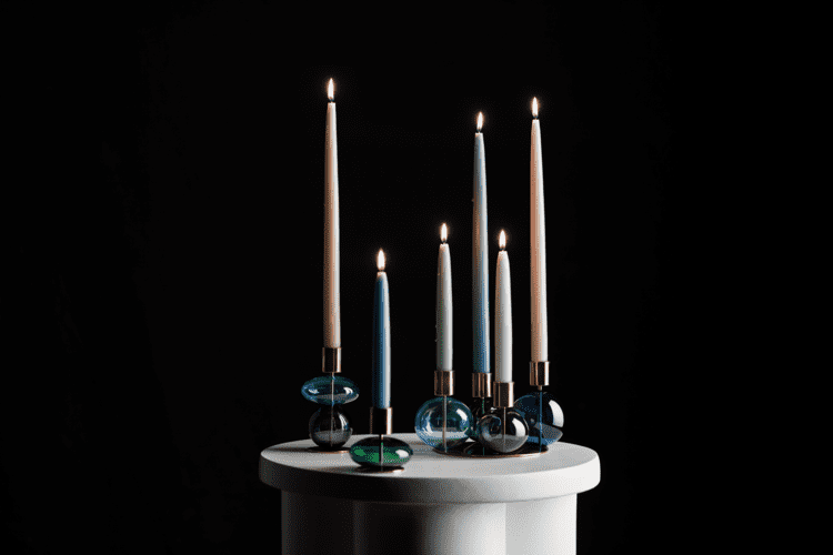 Bubble Candle holder H8 cm - Green