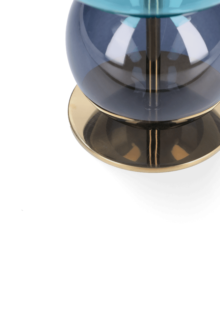 Bubble Candle holder H14 cm - Blue, Light blue/Smoke