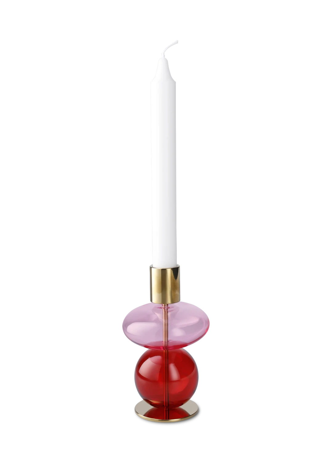 Bubble Candle holder H14 cm / 5.5 in pink/red
