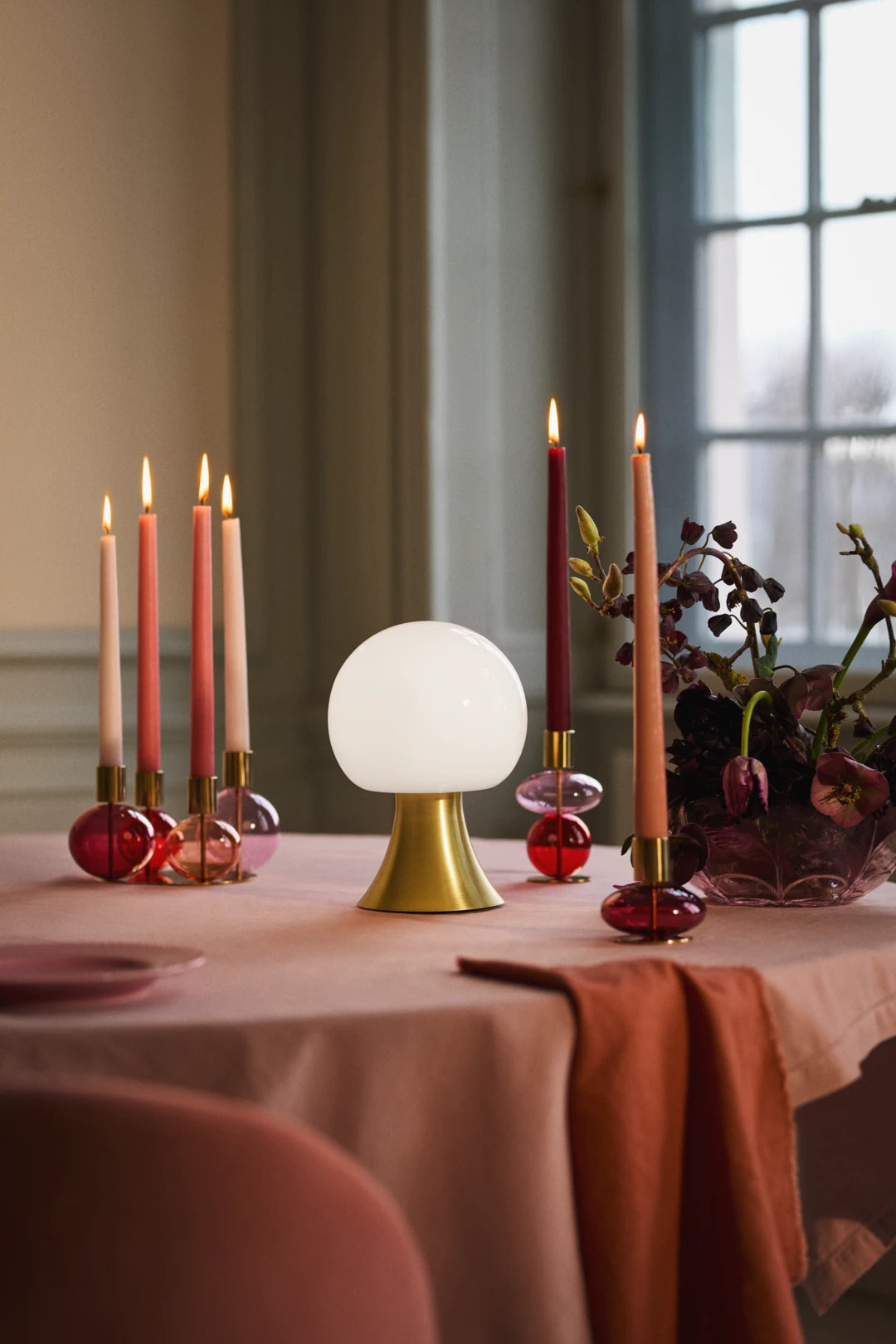 Bubble Candle holder H14 cm / 5.5 in pink/red