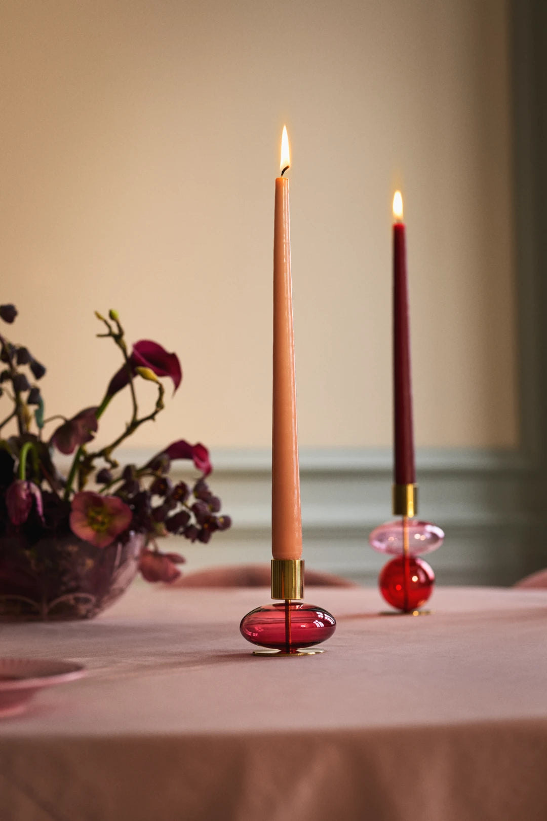 Bubble Candle holder H14 cm / 5.5 in pink/red