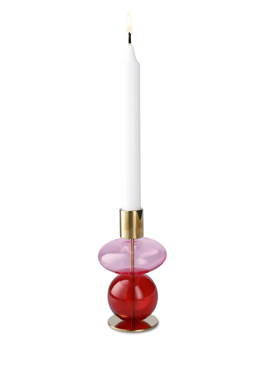 Bubble Candle holder H14 cm / 5.5 in pink/red