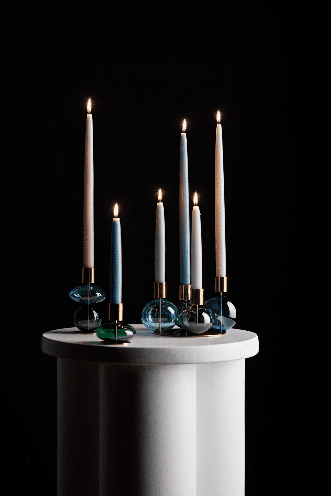Bubble 4 -Armed Candle holder 17.5 cm Blue, Blue/Green