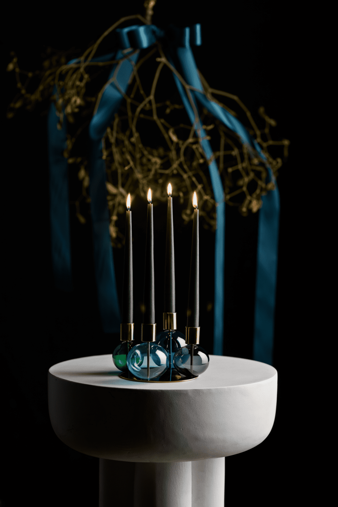 Bubble 4 -Armed Candle holder 17.5 cm Blue, Blue/Green