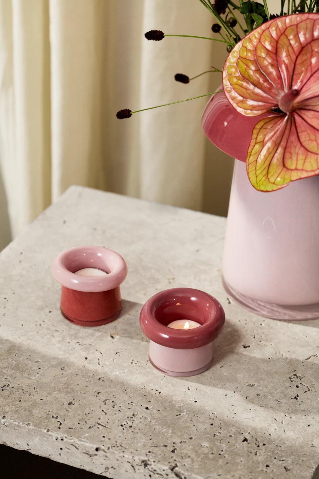 Soma Tealight Holder Dia. 7.5 cm / 3 in rose/terracotta 2 pcs.