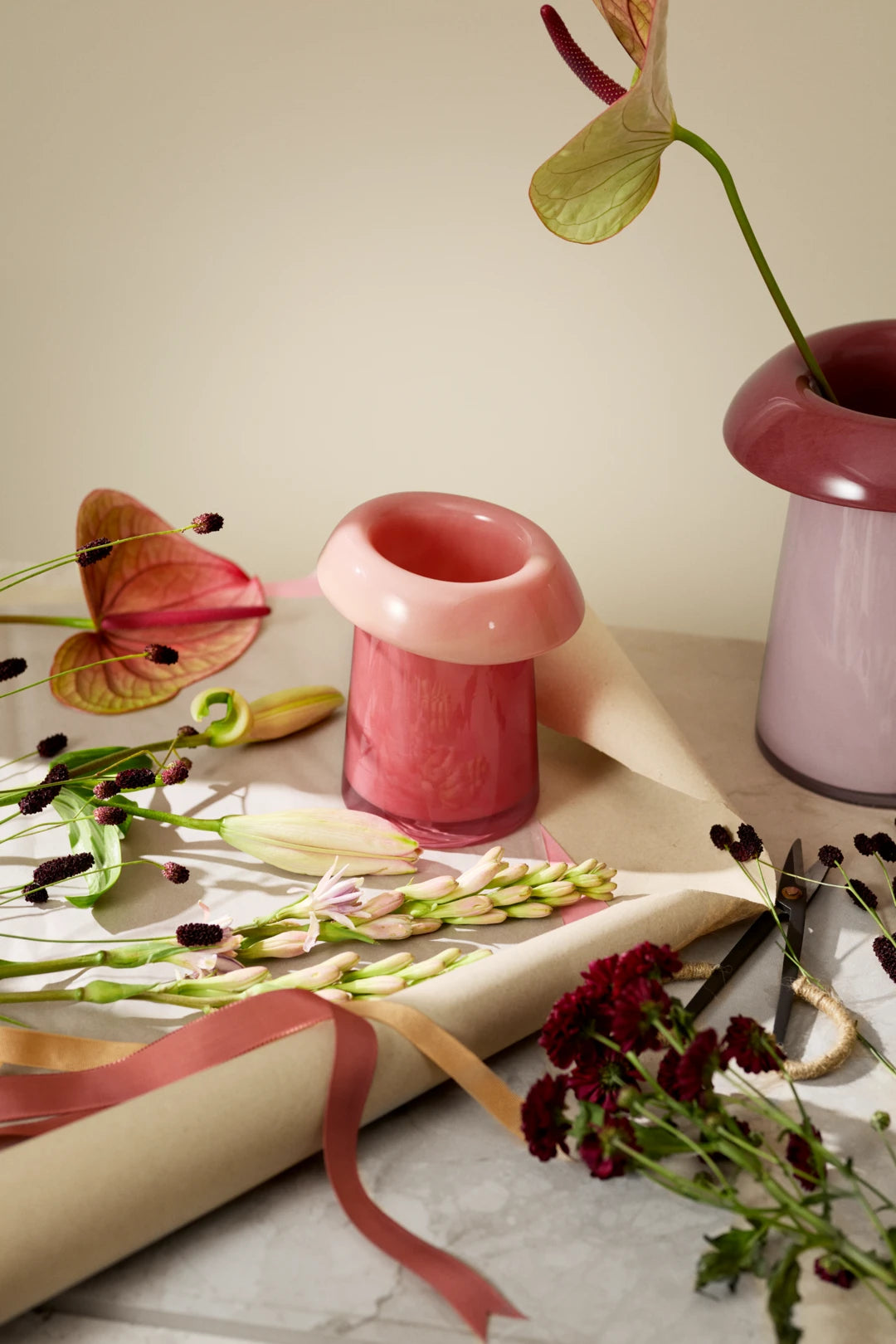 Soma Vase H16.5 cm / 6.3 in red coral peach