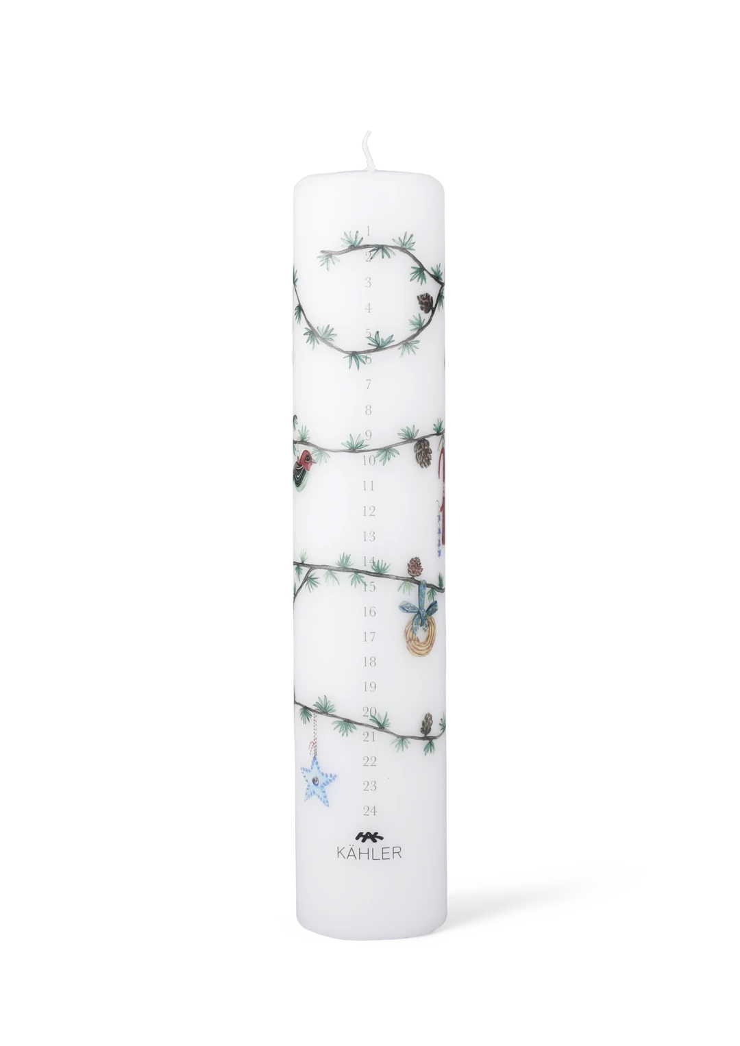 Hammershoi Christmas Advent Candle 2026 Dia. 5 cm / 2 in white w. deco