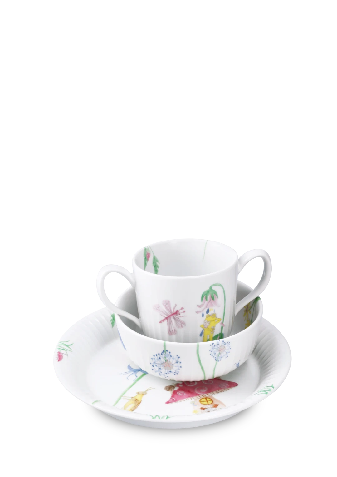 Hammershoi Kids Set of Mug, Plate and Bowl white w. deco