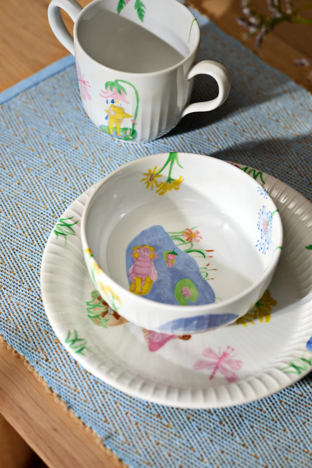 Hammershoi Kids Set of Mug, Plate and Bowl white w. deco