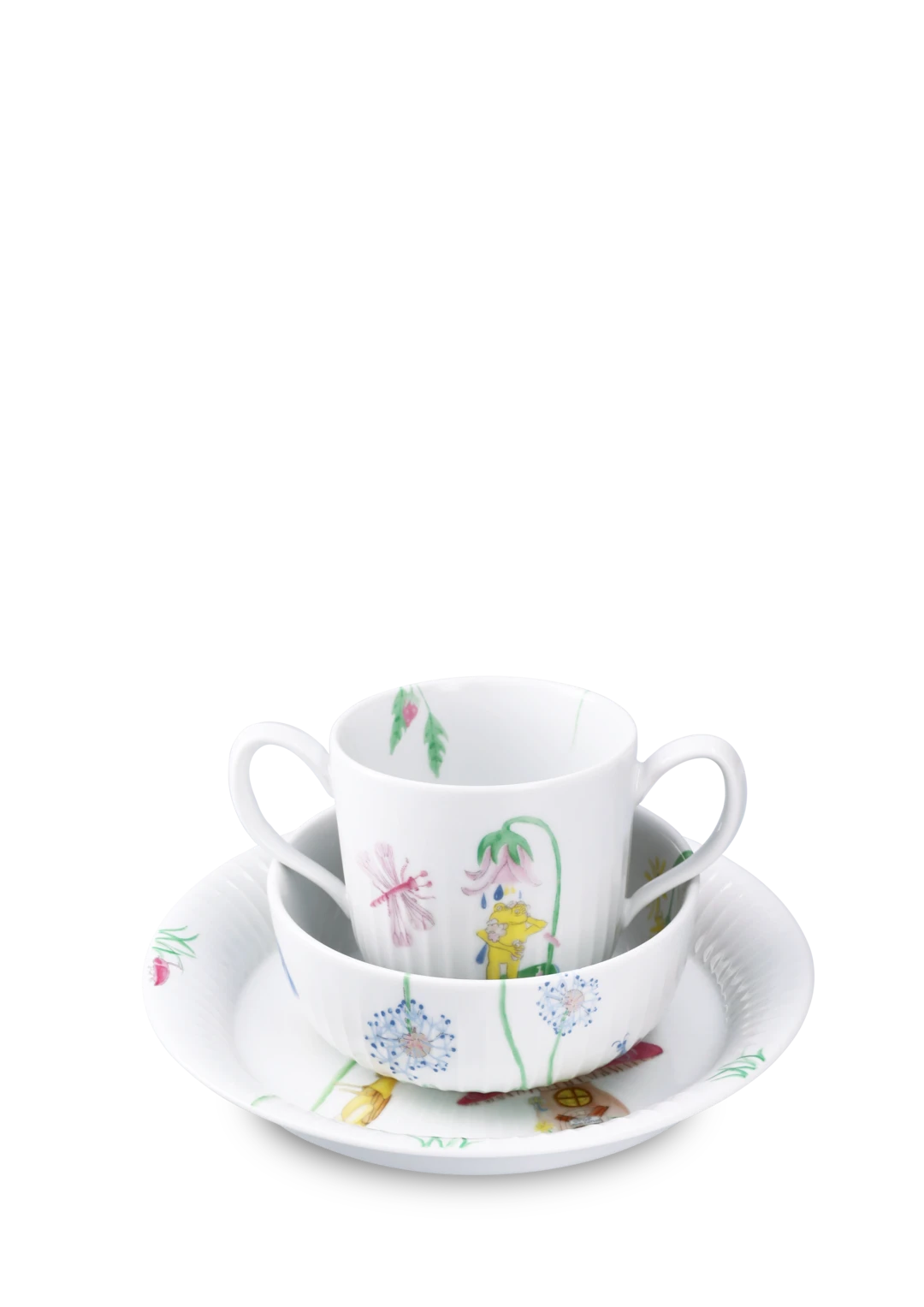 Hammershoi Kids Set of Mug, Plate and Bowl white w. deco