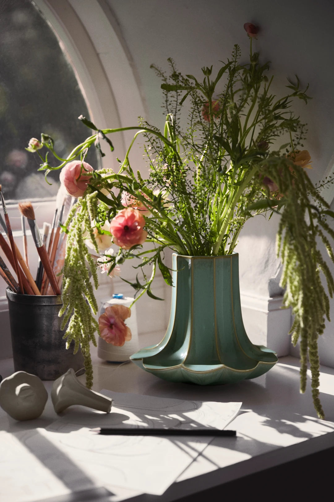 Kantarel vase, 20,5 cm, green
