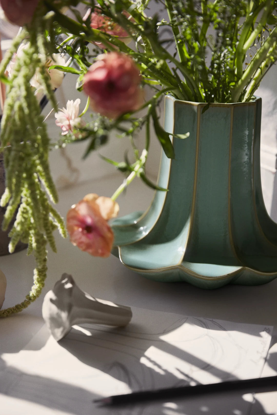 Kantarel vase, 20,5 cm, green