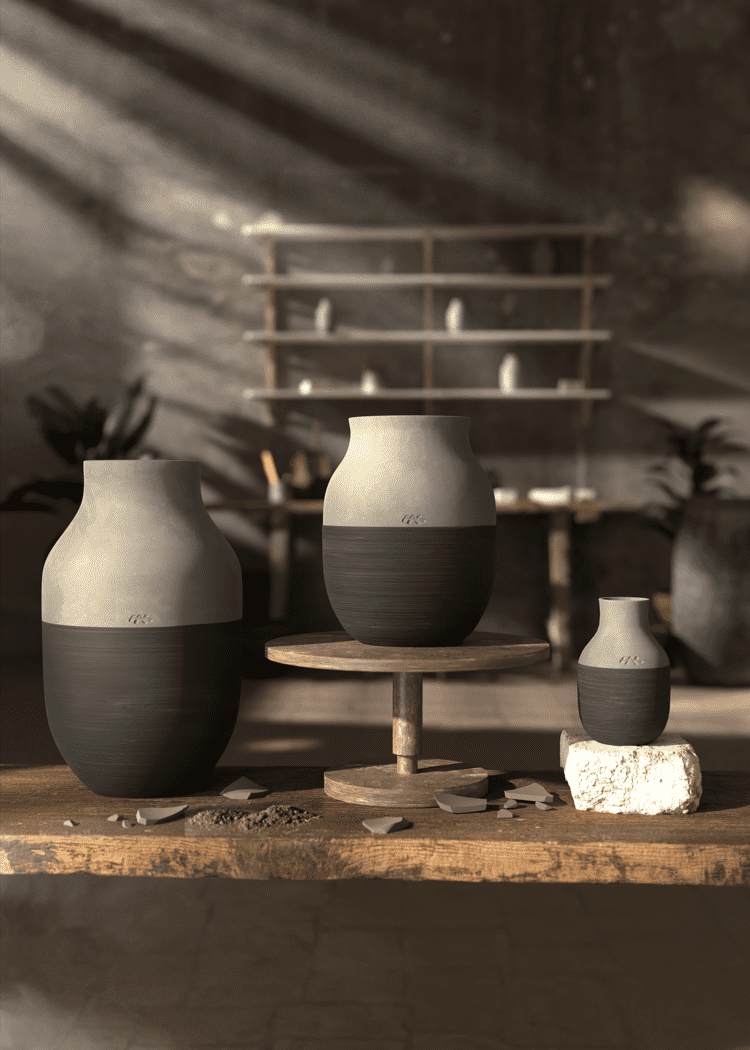 Omaggio Circulare Vase H20 cm Grey, Anthracite grey