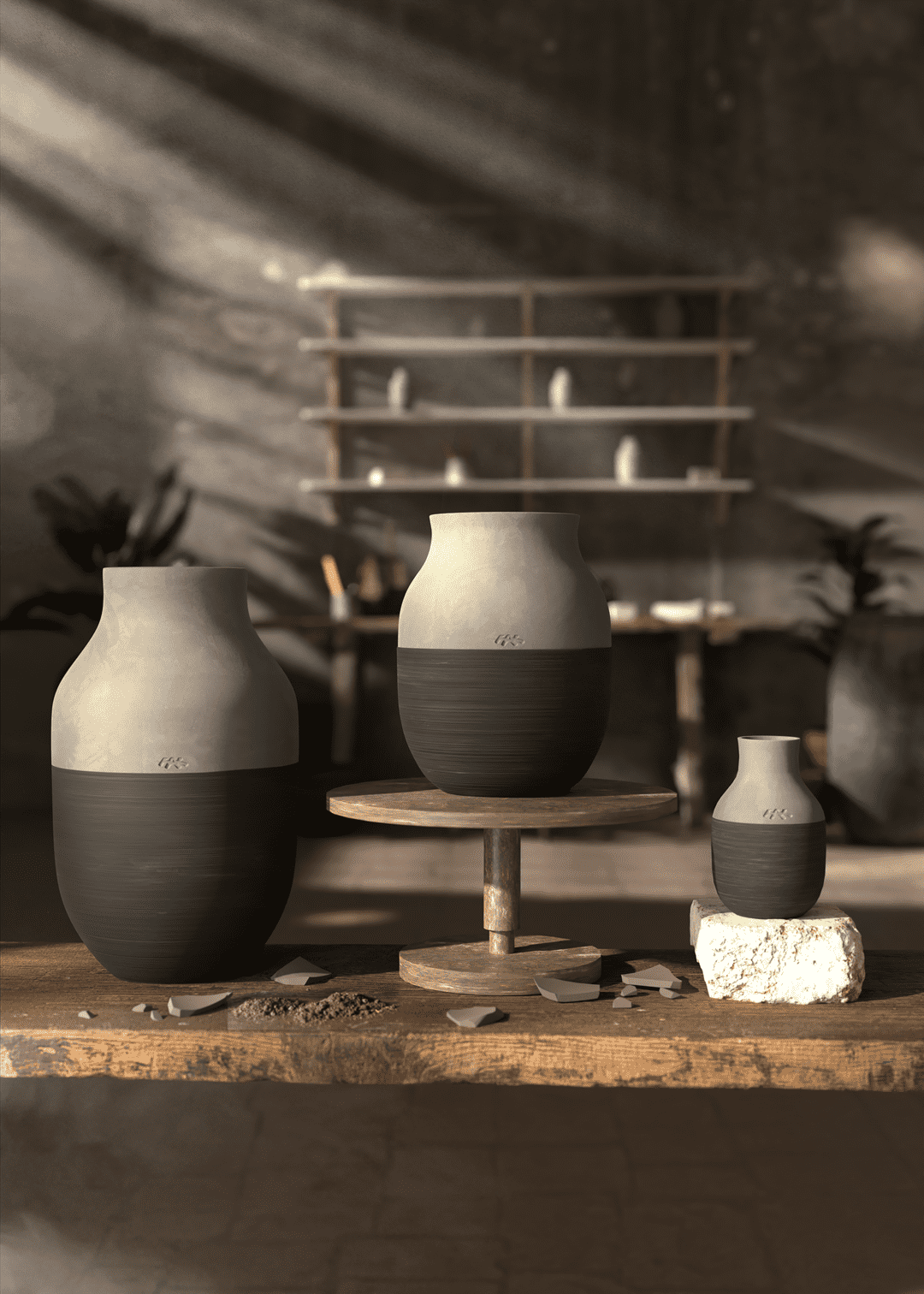 Omaggio Circulare Vase H 31cm /  12.2" Anthracite Grey