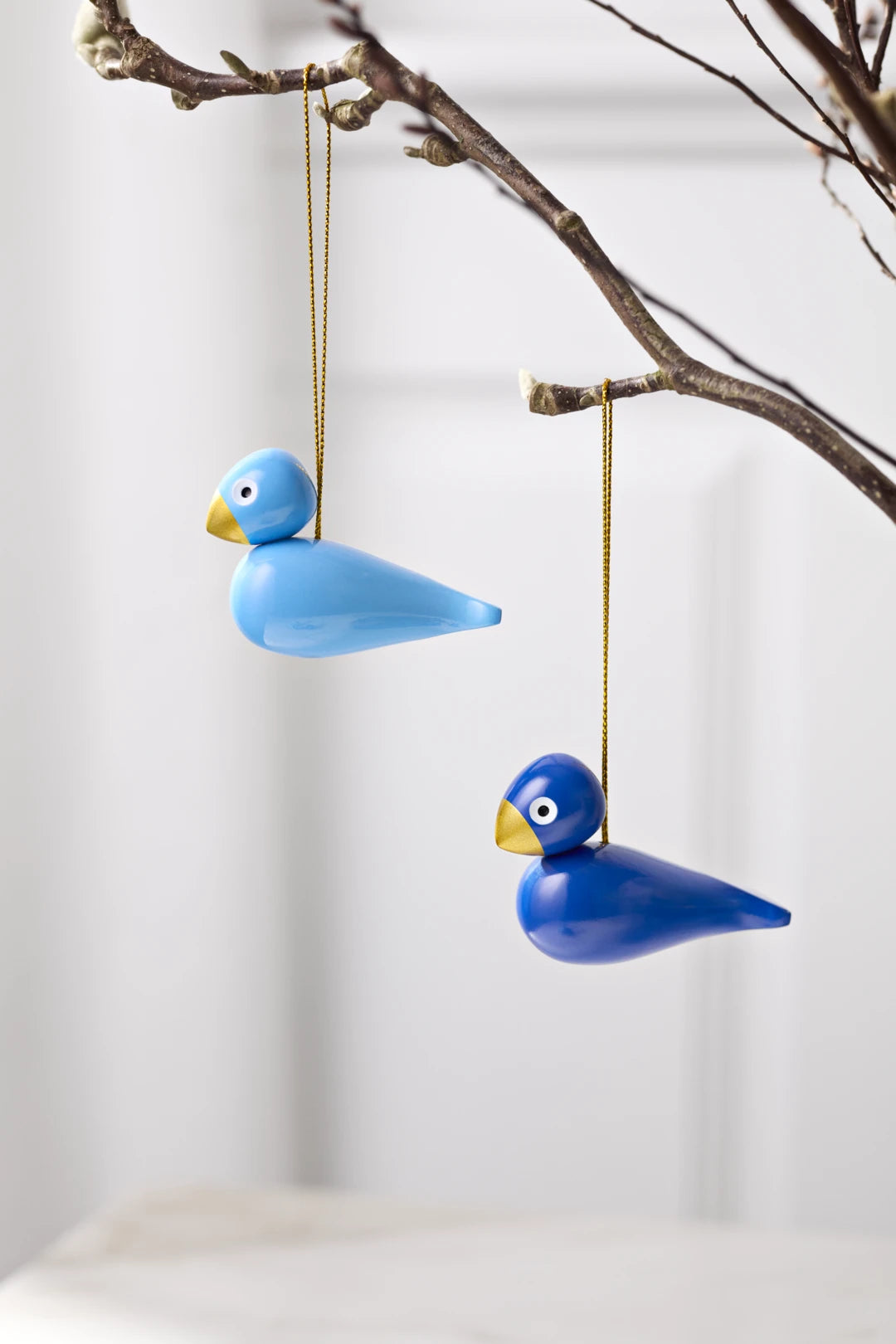 Christmas birds H5 cm / 2 in blue/light blue 2 pcs.