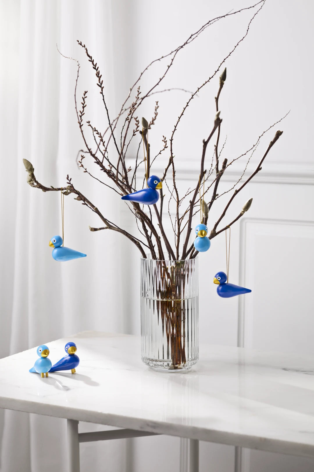 Christmas birds H5 cm / 2 in blue/light blue 2 pcs.