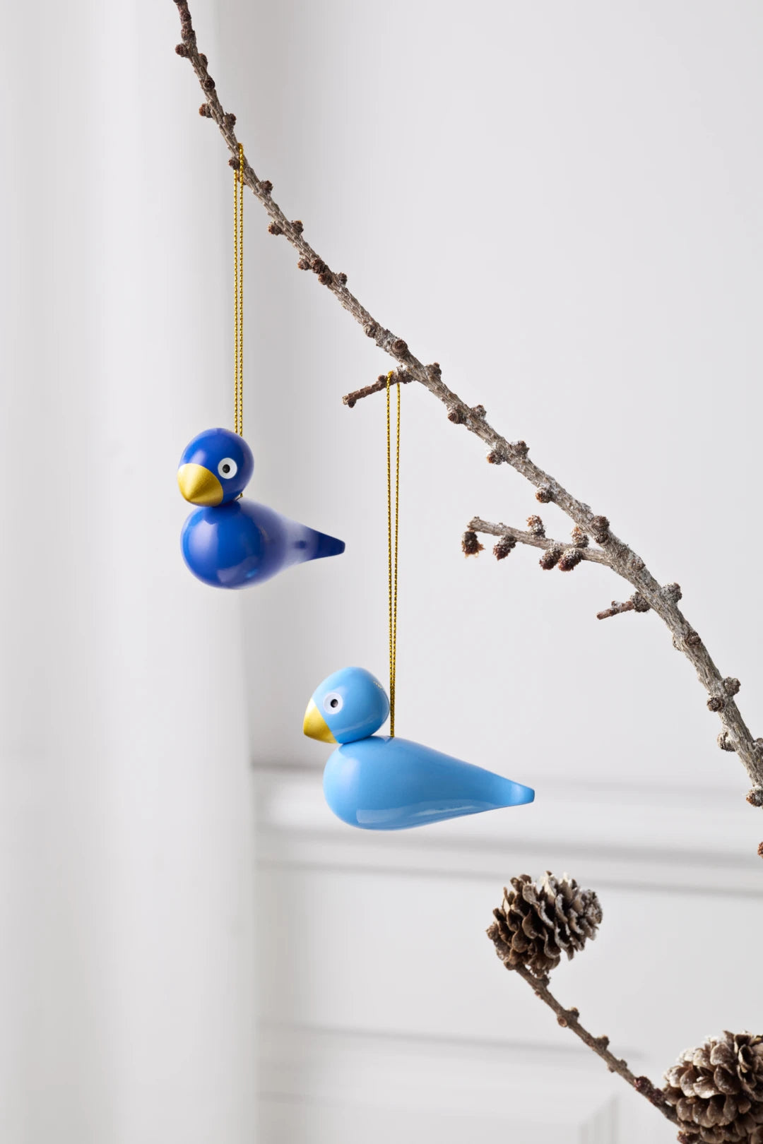 Christmas birds H5 cm / 2 in blue/light blue 2 pcs.