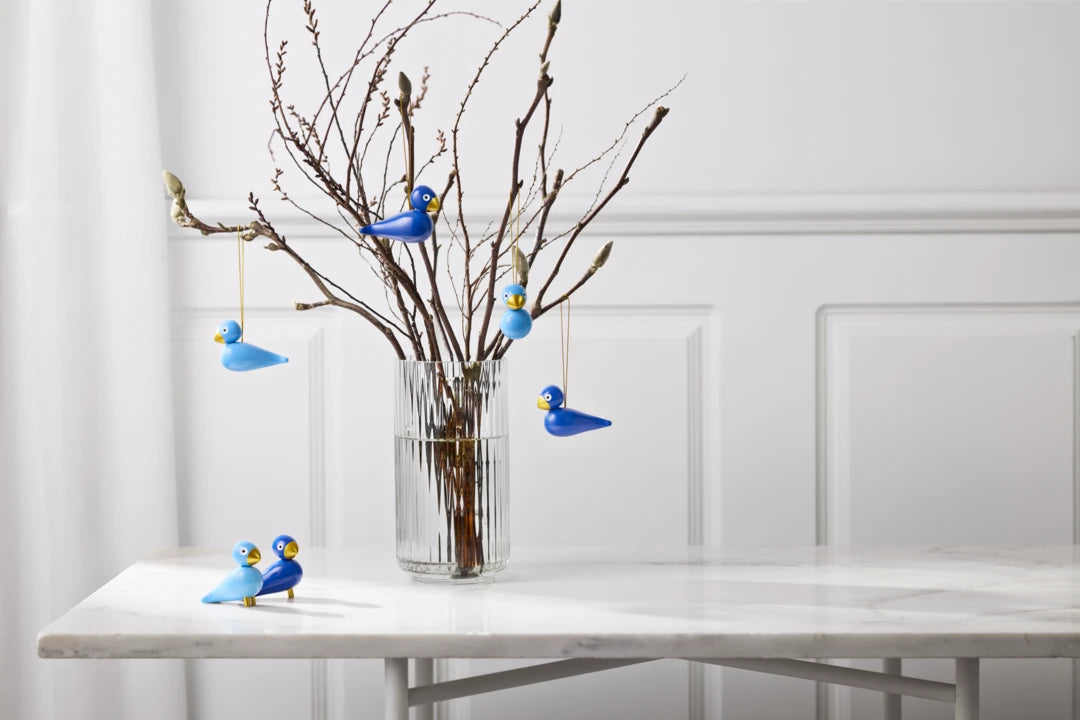 Christmas birds H5 cm / 2 in blue/light blue 2 pcs.