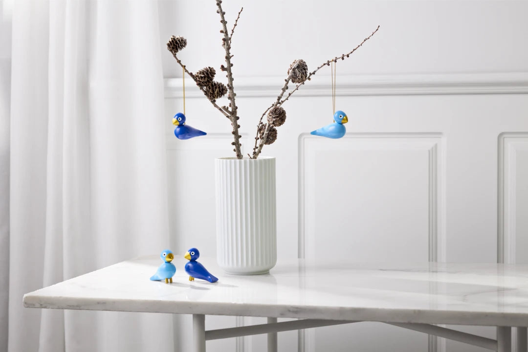 Christmas birds H5 cm / 2 in blue/light blue 2 pcs.