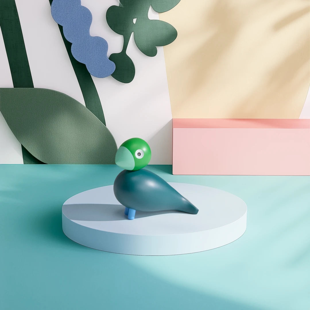 Year Bird Birk 2026 - H12.5cm  Green Dark Green