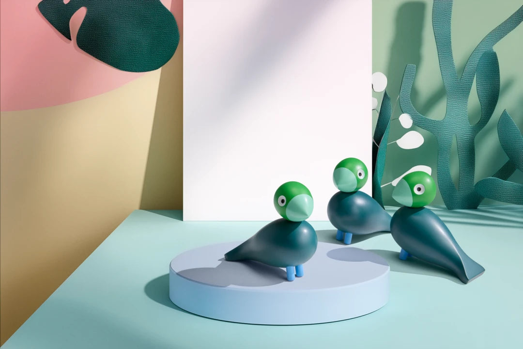 Year Bird Birk 2026 - H12.5cm  Green Dark Green