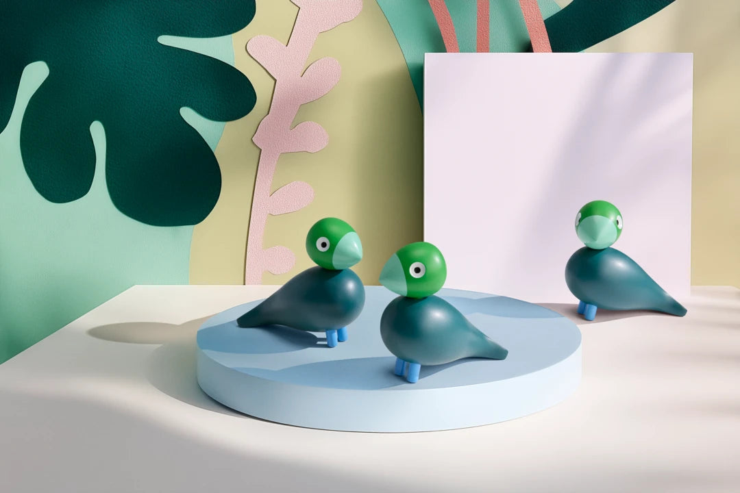 Year Bird Birk 2026 - H12.5cm  Green Dark Green