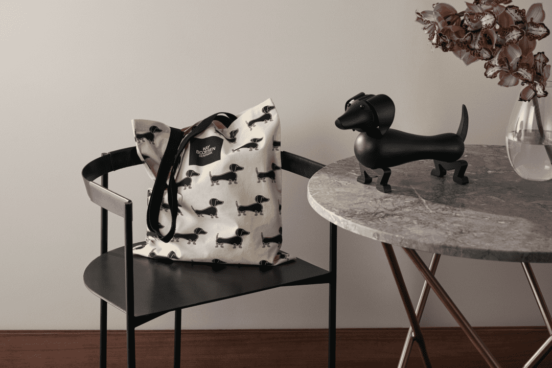 Kay Bojesen Dog Tote Bag, Black/White