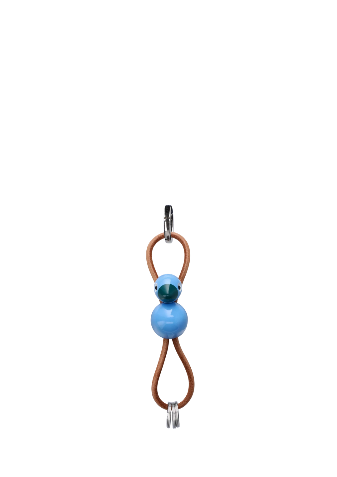 Kay Bojesen Bird silver Keychain with Natural Leather, blue