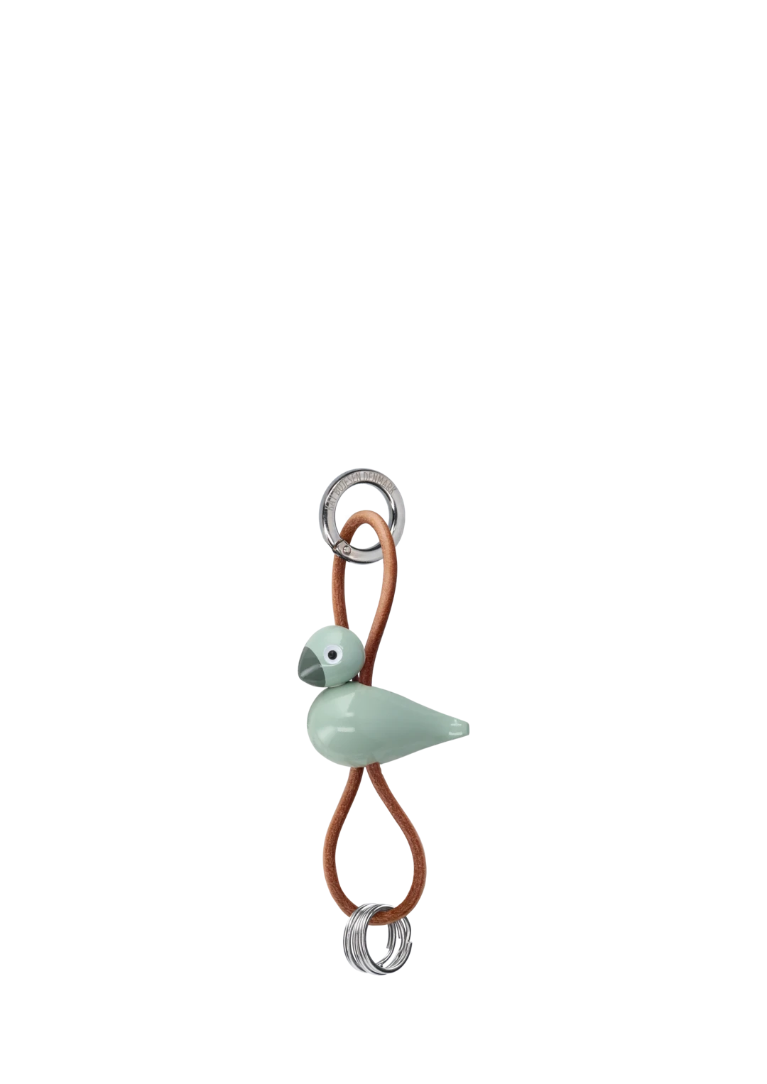 Kay Bojesen Bird silver Keychain with Natural Leather, green