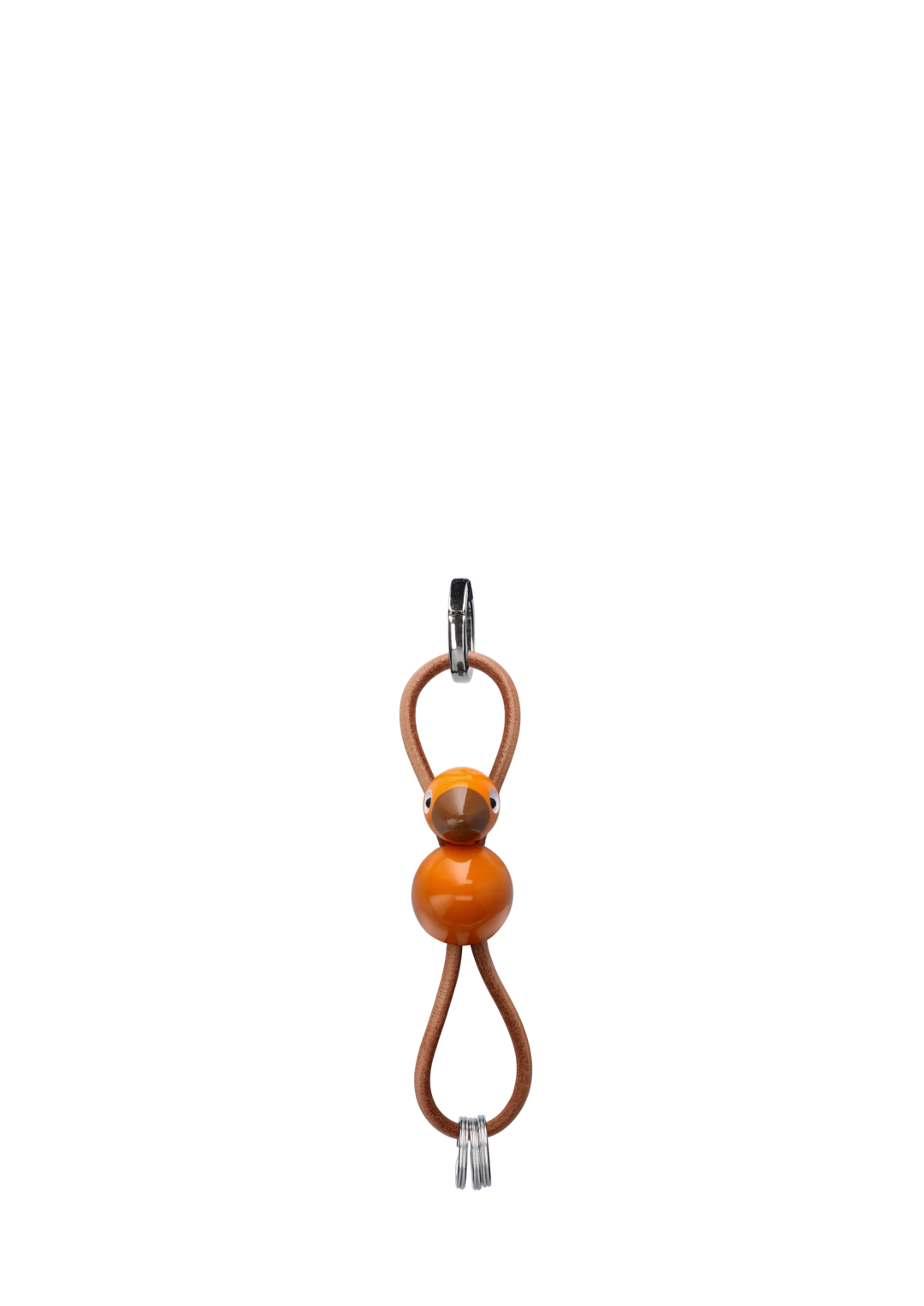Kay Bojesen Bird silver Keychain with Natural Leather, orange