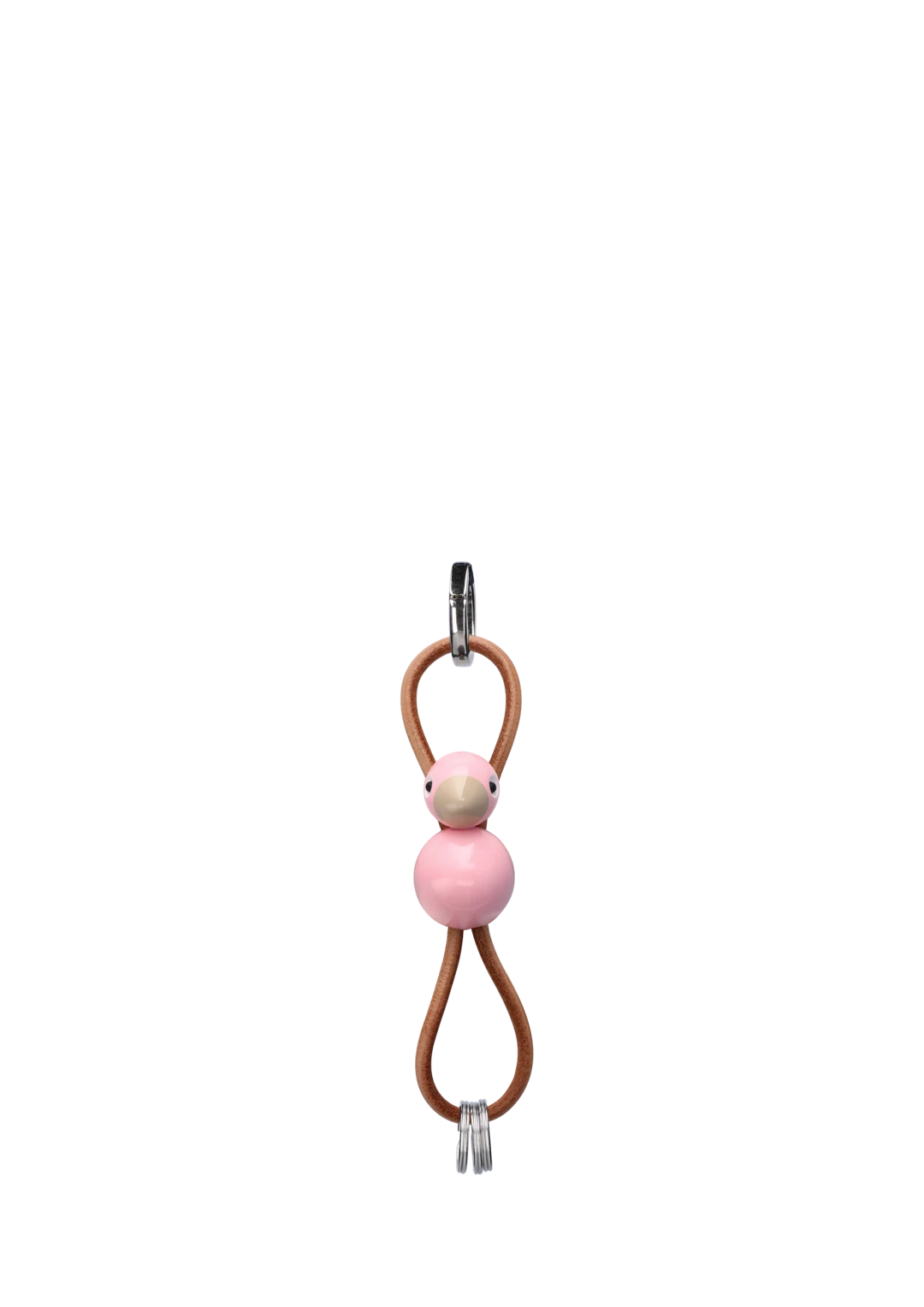 Kay Bojesen Bird silver Keychain with Natural Leather, pink