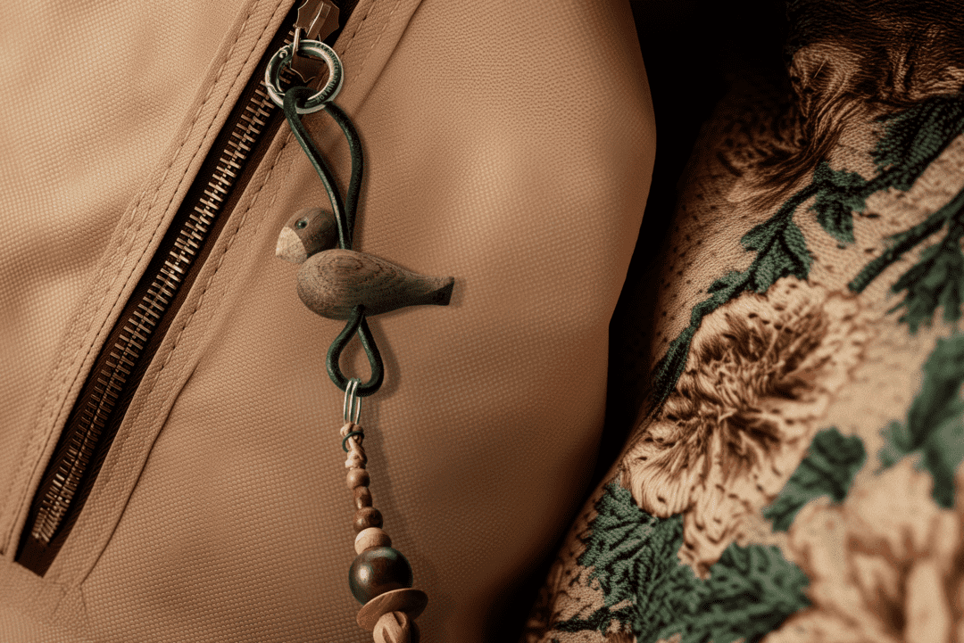 Kay Bojesen Bird Keychain, Silver/Black Leather