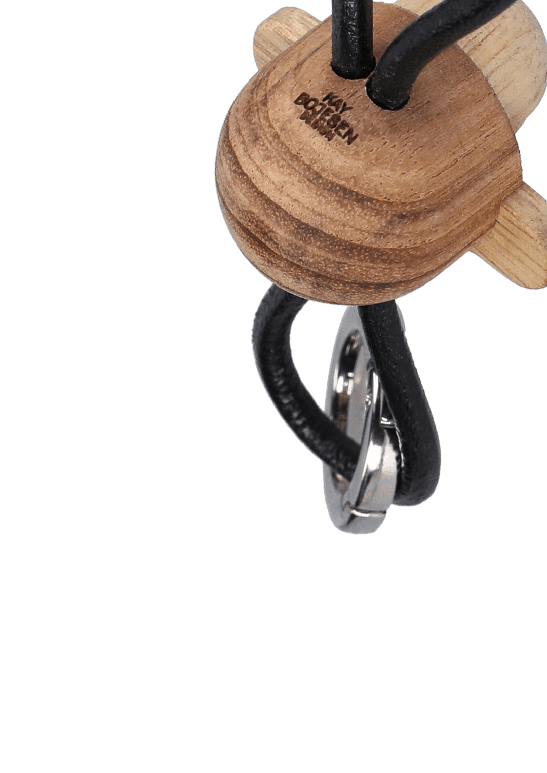 Kay Bojesen Monkey Keychain, Silver/Black Leather
