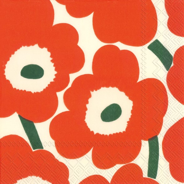 Marimekko paper napkins - Lunch size UNIKKO orange green