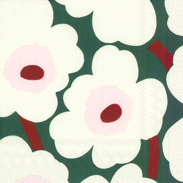 Marimekko paper napkins - Lunch size  UNIKKO green cream - SS25