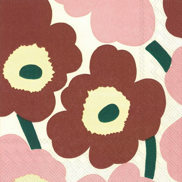 Marimekko paper napkins - Lunch size UNIKKO brown rose