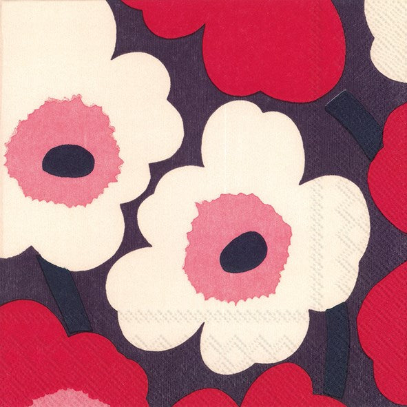 Marimekko paper napkins - Lunch size UNIKKO red cream