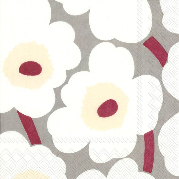 Marimekko paper napkins - Lunch size UNIKKO grey cream - SS24