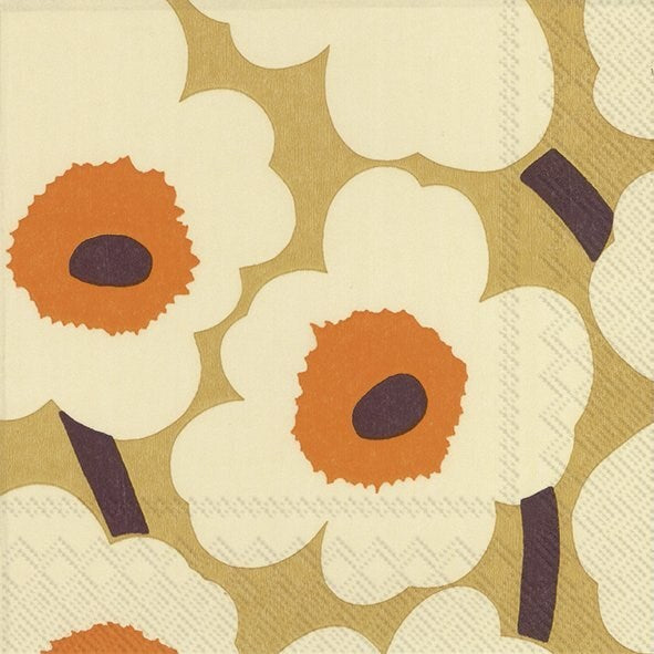 Marimekko paper napkins - Lunch size UNIKKO orange cream